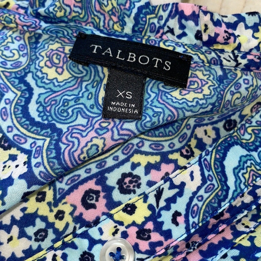 Talbots Pastel Gardens Floral Popover Blouse - Picture 10 of 10